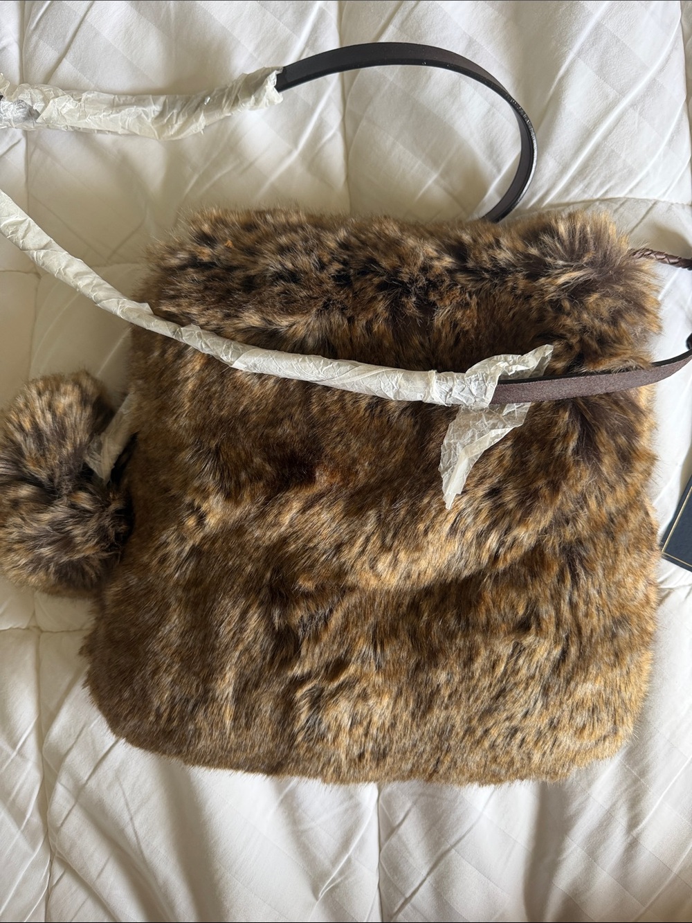 Polo by Ralph Lauren Faux Fur Shoulder Bag in Brown